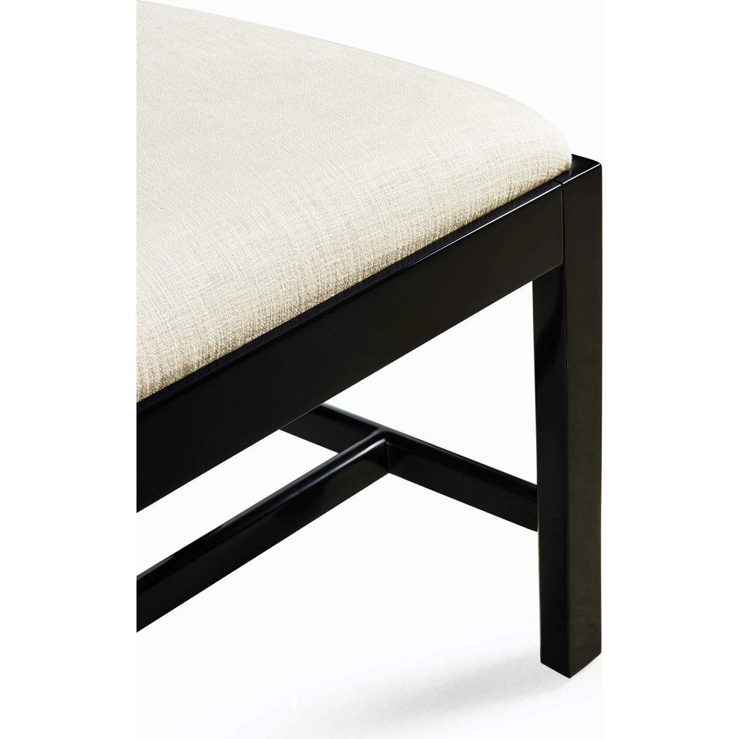 003 SI-2186367 | Closeup | Reimagined Spark Chippendale Black Side Chair by Jonathan Charles in lacquered black. Made from acacia, foam, fabric in a transitional style.