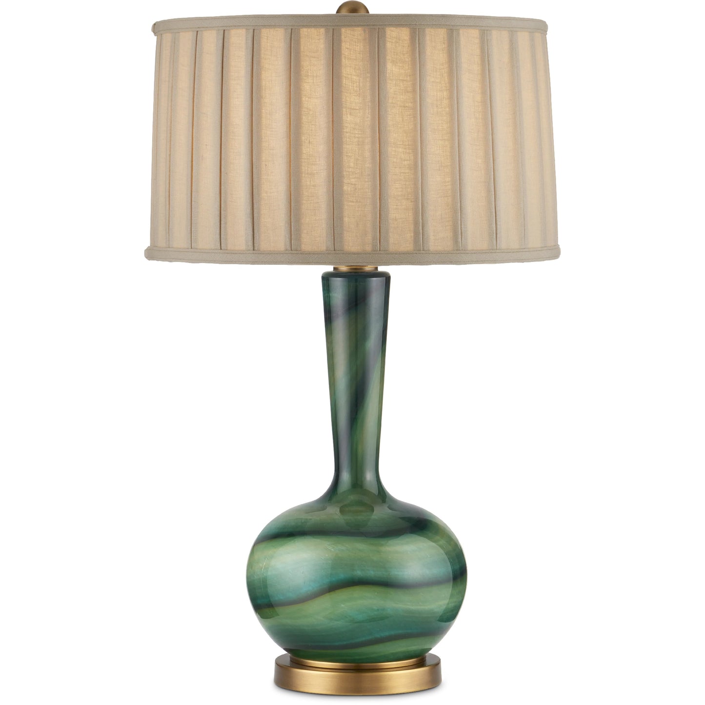 001 SI-2191763 | Primary Silo | Lamartine Table Lamp by Currey and Company in green, antique brass. Made from glass, metal in a modern style.