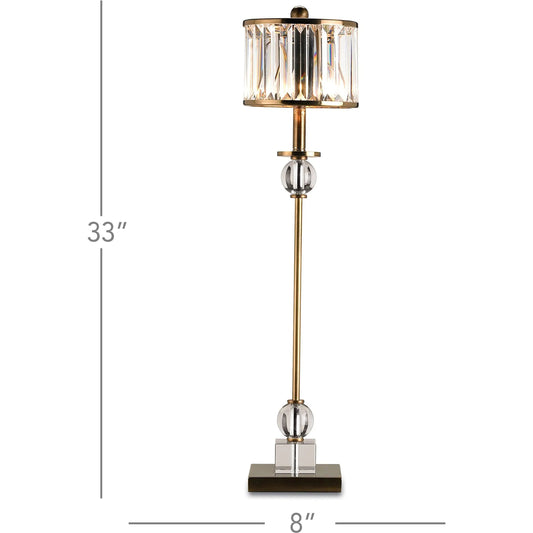 Parfait Table Lamp by Currey and Company in crystal, antique brass. Made from brass, crystal in a traditional style.