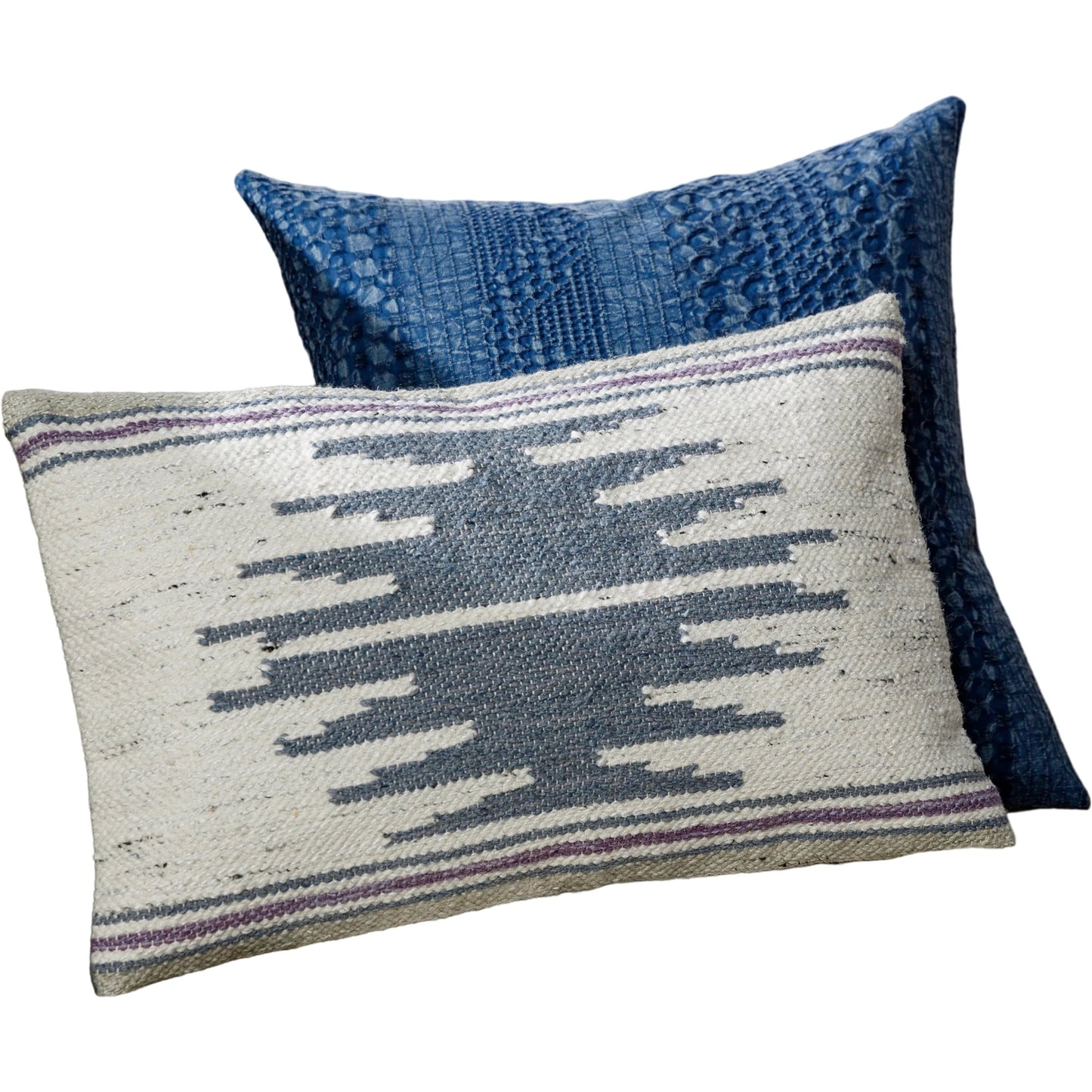 005 SI-1875763,SI-1875764,SI-1875765,SI-1875766 | Lifestyle | Alamosa Pillow - 30646 by Surya in charcoal, denim, purple. Made from 40% cotton, 40% viscose, 20% wool, 100% cotton in a eclectic & global style.