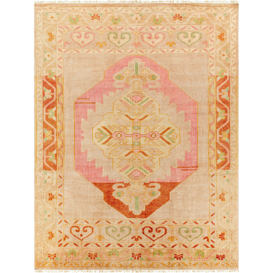 Anadolu Rug - 29980 by Surya in dusty pink, rose, beige, seafoam, wheat, cream. Made from 70% wool, 30% viscose in a unique style.