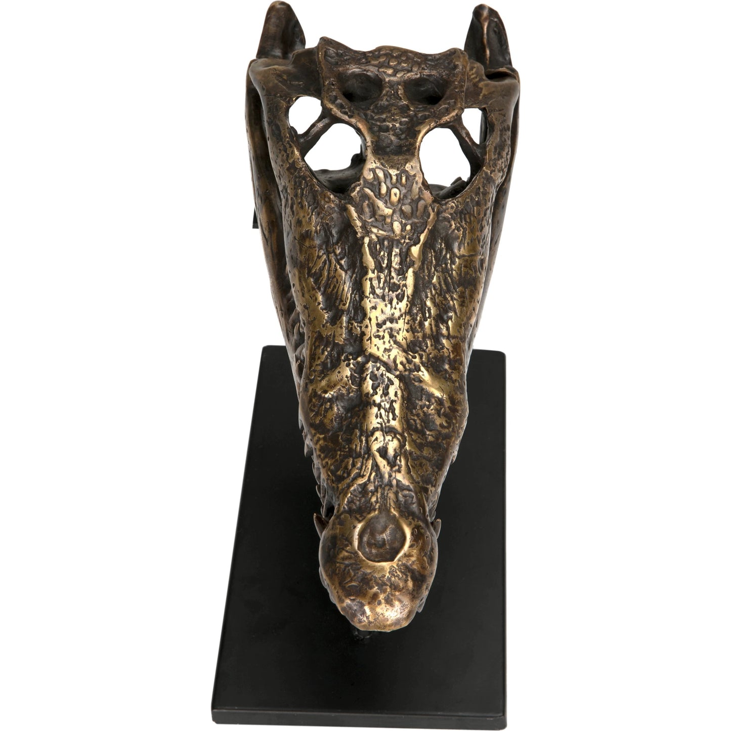 011 SI-2137020 | Additional Silo | Brass Alligator on Stand by Noir in antique brass with matte black base. Made from metal alloy with industrial steel base in a modern style.
