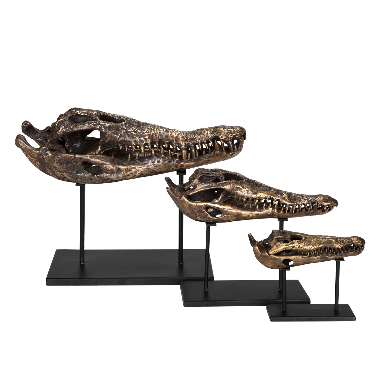 009 SI-2137020 | Additional Silo | Brass Alligator on Stand by Noir in antique brass with matte black base. Made from metal alloy with industrial steel base in a modern style.
