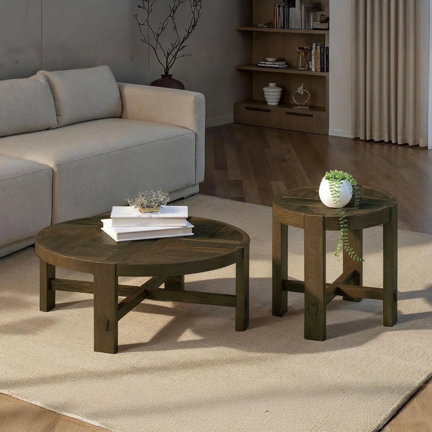 006 SI-2452734 | Lifestyle | Abstract Coffee Table by LH Imports in smokey chestnut. Made from unique in a unique style.