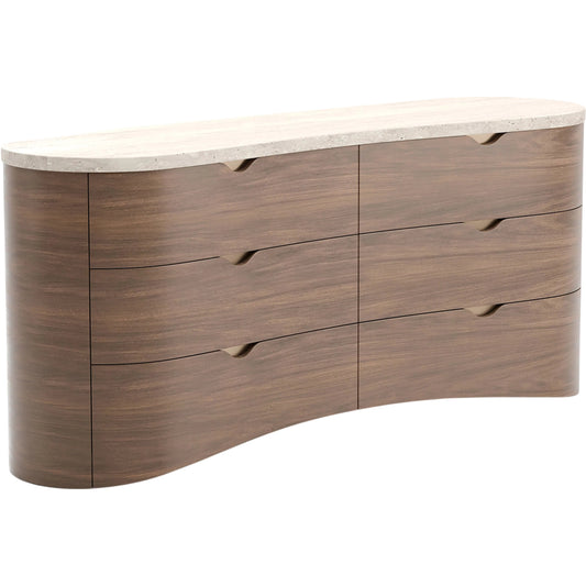 Fleur Dresser by Caracole in gold and porcini. Made from stone in a transitional style.