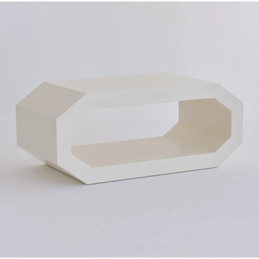 Cubist Coffee Table by Global Views in polyurethane lacquer, ivory polished w, wax. Made from mdf, pine in a modern style.