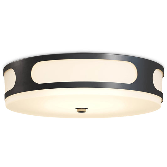 Swale Outdoor Flush Mount by Currey and Company in black, white. Made from metal, glass in a modern style.
