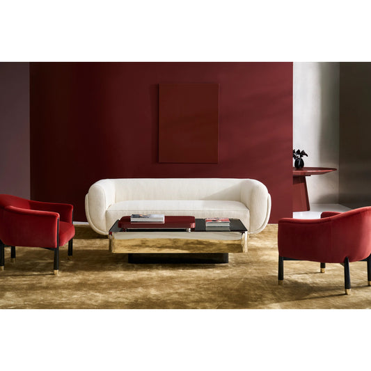 Cocoon Sofa by Caracole in ivory and whisper of gold. Made from unique in a transitional style.