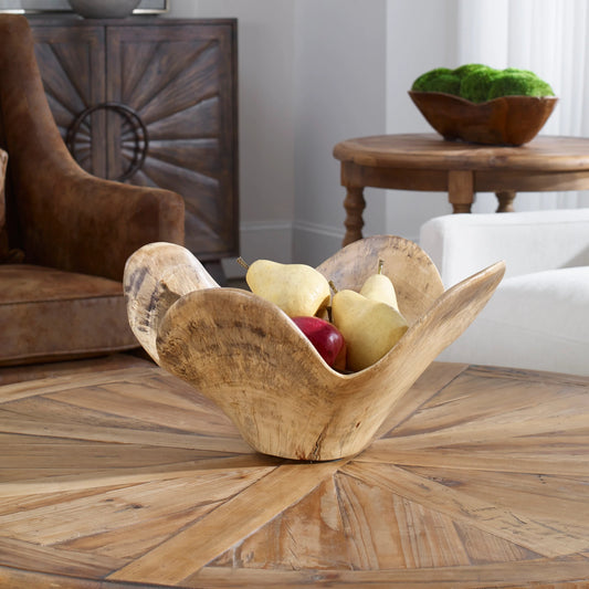 Tamarine Wood Bowl by Uttermost. Made from tamarine wood in a rustic style.