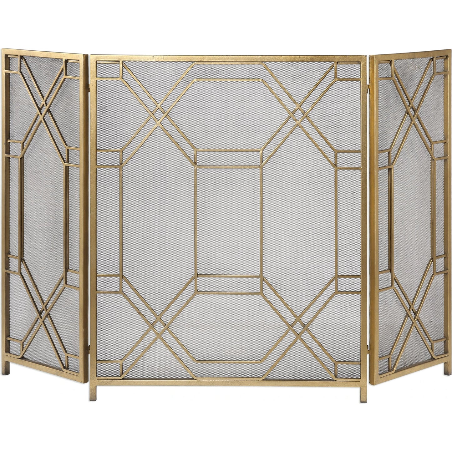001 S-252190 | Primary Silo | Rosen Fireplace Screen by Uttermost in gold. Made from metal in a traditional style.