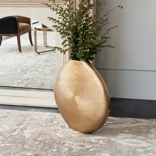 Gretchen Vase by Uttermost in gold. Made from aluminum in a eclectic & global style.