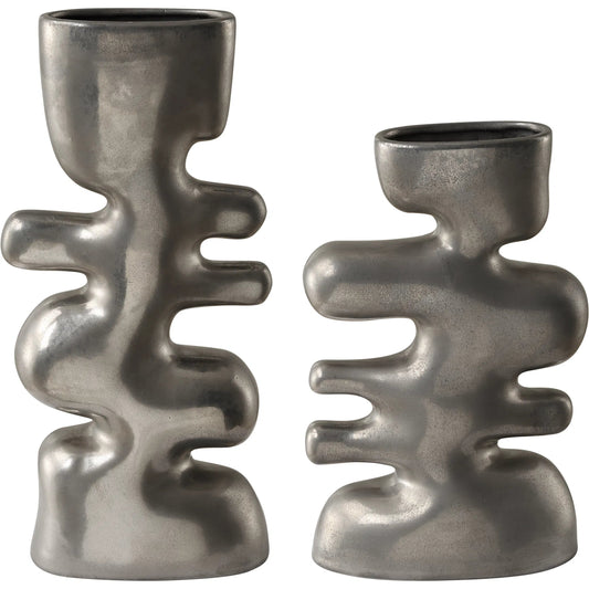 001 SI-2262183 | Primary Silo | Free Flowing Vases by Uttermost in nickel. Made from ceramic in a modern style.