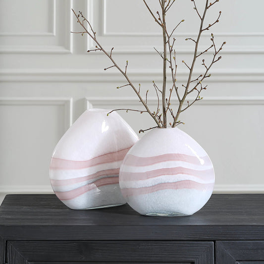 Blush Swirl Glass Vases by Uttermost in gray. Made from glass in a transitional style.