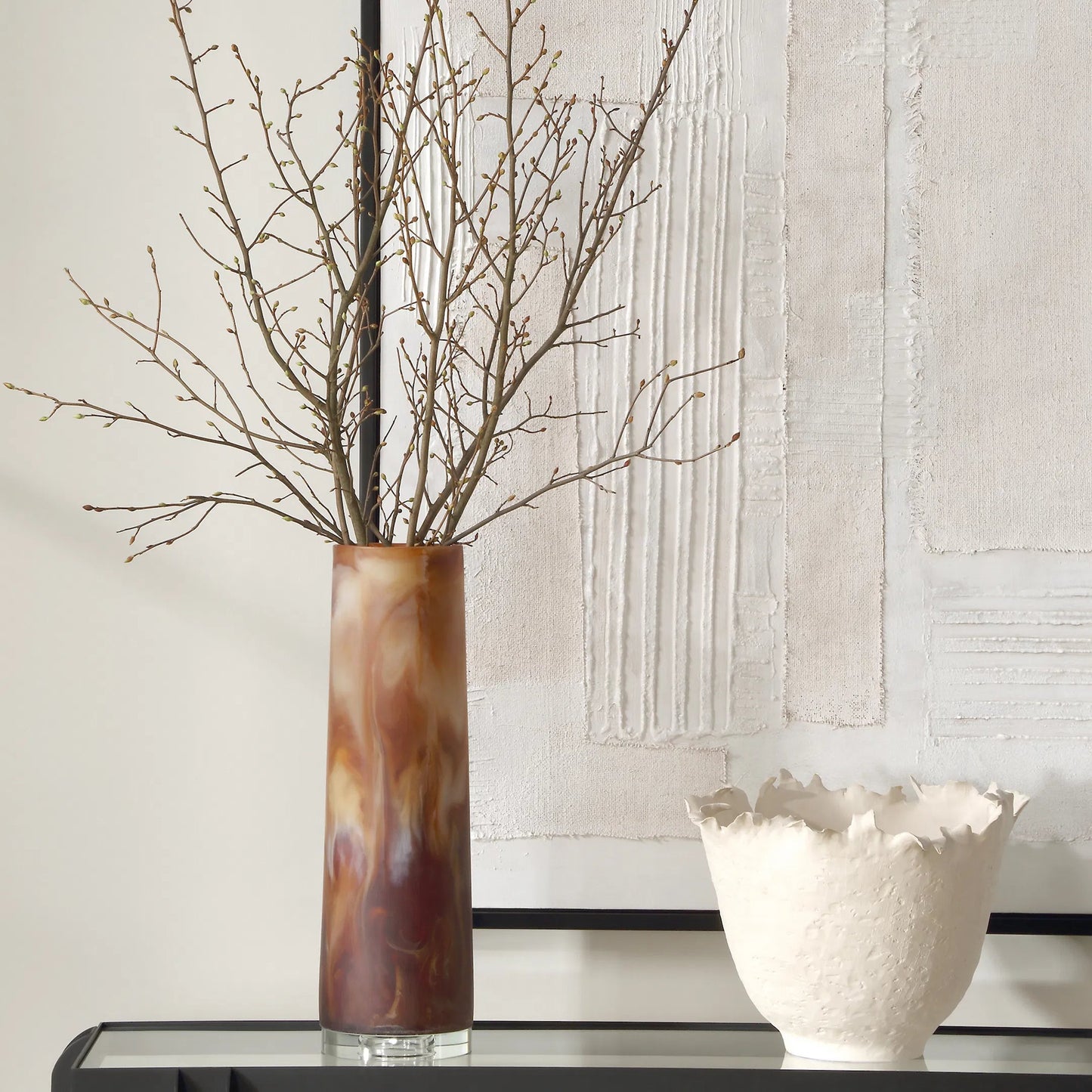 003 SI-2262181 | Lifestyle | Iced Mocha Vase by Uttermost in brown. Made from resin, glass, crystal in a eclectic & global style.