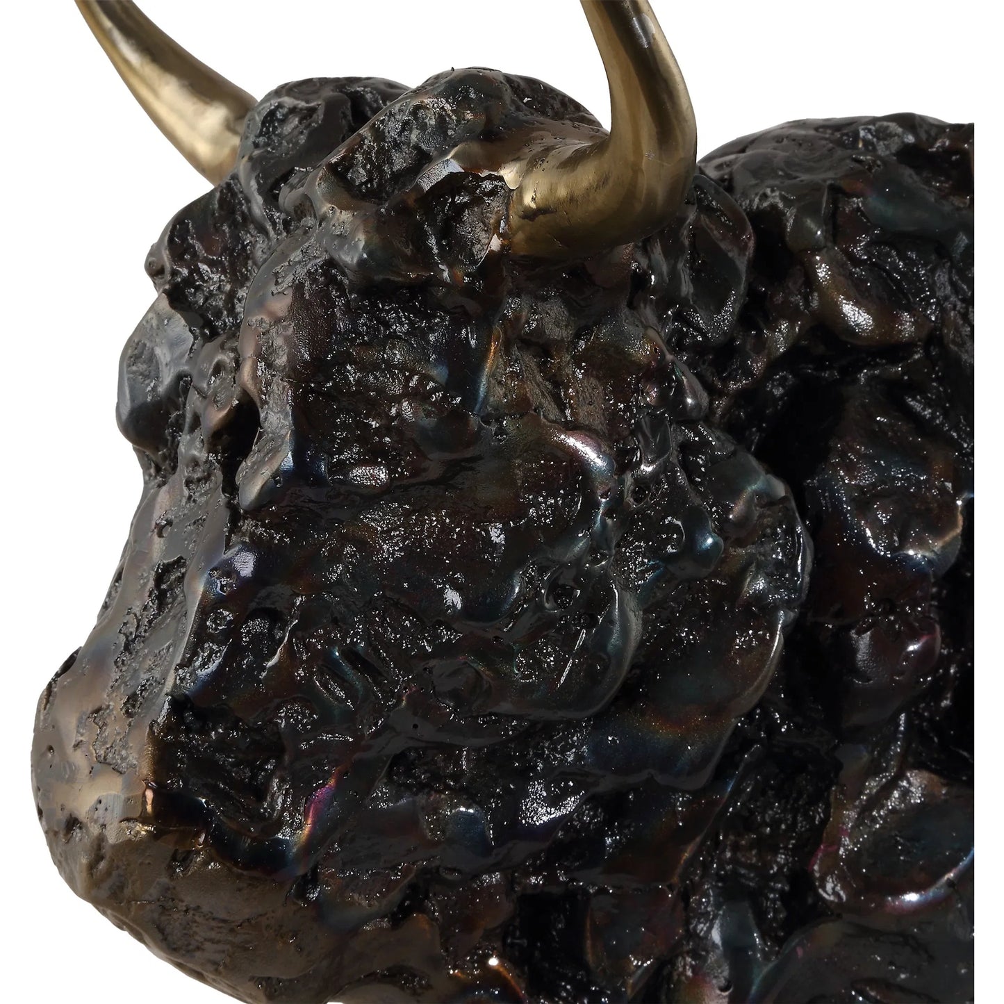 004 SI-2262186 | Lifestyle | Bison Bust Sculpture by Uttermost in gold. Made from cast iron, crystal in a modern style.
