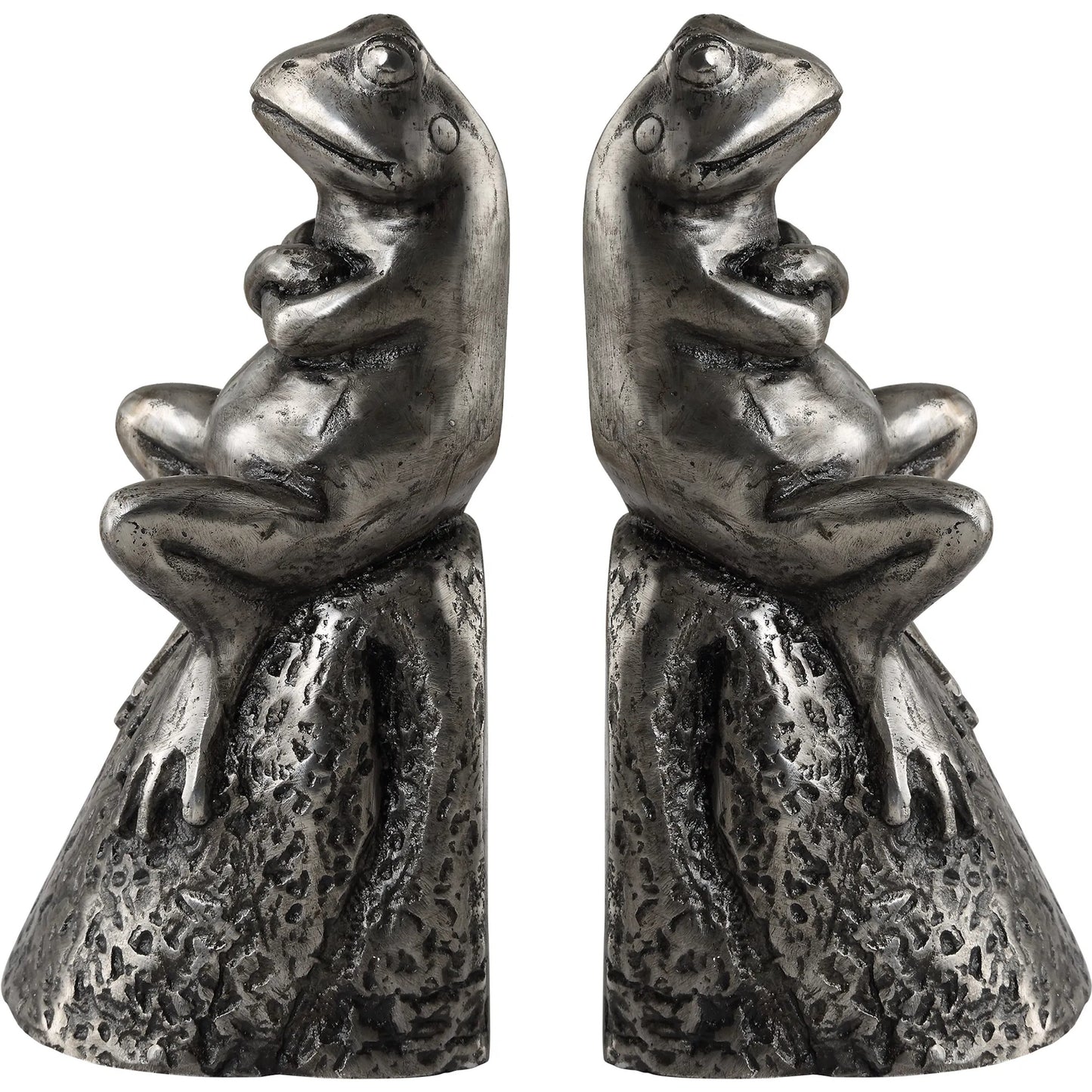 001 SI-2262188 | Primary Silo | Daydreaming Frogs Bookends by Uttermost in silver. Made from cast iron in a cottage & farmhouse style.