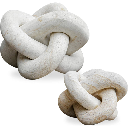 Limestone Link Sculptures by Uttermost in natural. Made from limestone in a modern style.