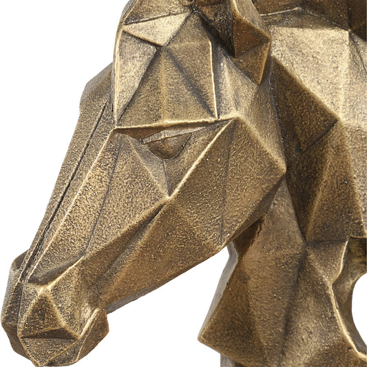 Chiseled Horse Bust Sculpture by Uttermost in gold. Made from resin, marble in a modern style.