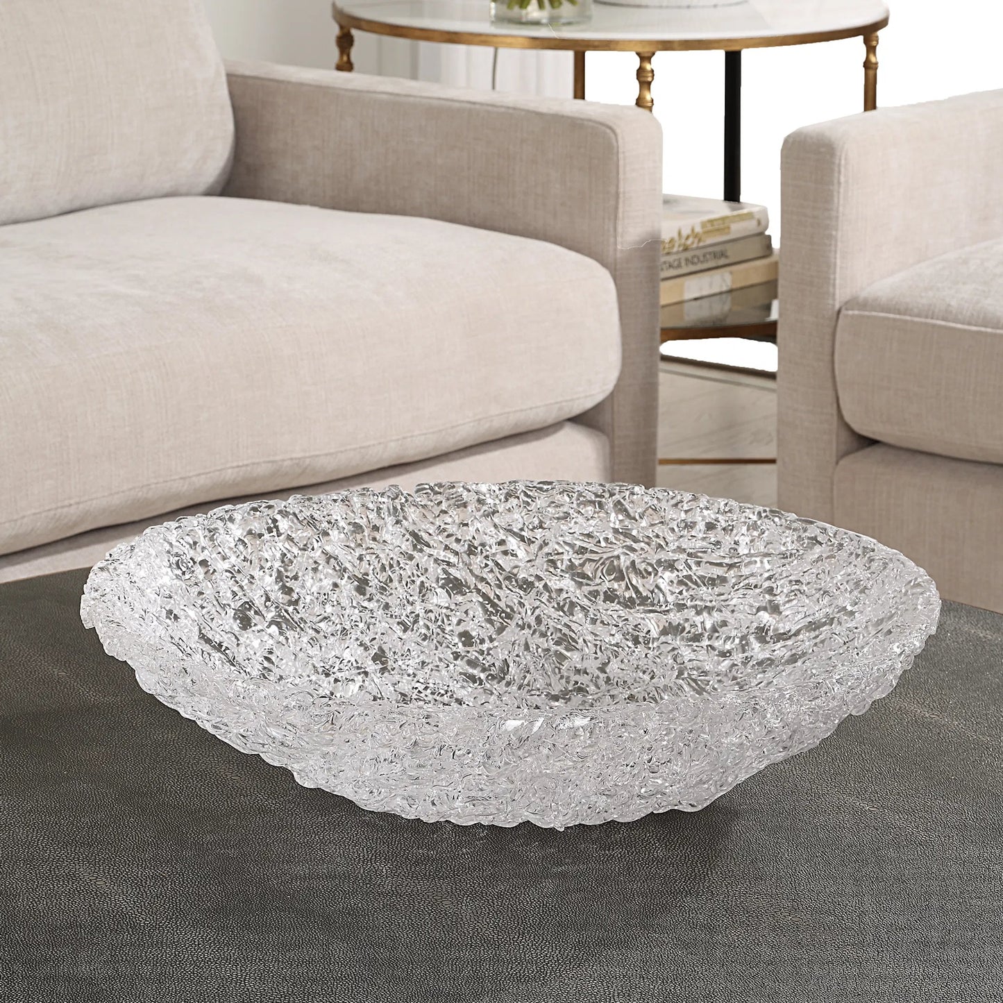 005 SI-2295205 | Lifestyle | Glint Glass Bowl by Uttermost. Made from glass in a transitional style.
