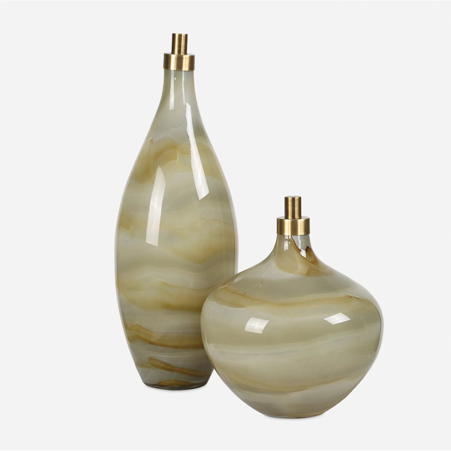 003 SI-2295210 | Additional Silo | Cascade Glass Bottles by Uttermost in brass. Made from glass, iron in a modern style.