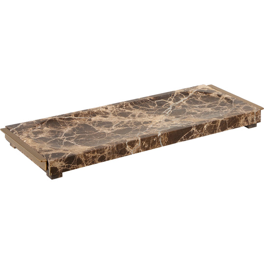 Tray Crest by Uttermost in brass. Made from emperador marble, metal in a modern style.