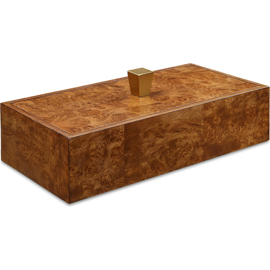 Burl Haven Box by Uttermost in brass. Made from mdf, burl veneer in a transitional style.