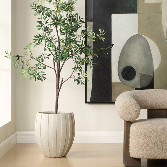 Ridgehaven Textured Outdoor Planter by Uttermost in cream. Made from magnesium oxide in a rustic style.