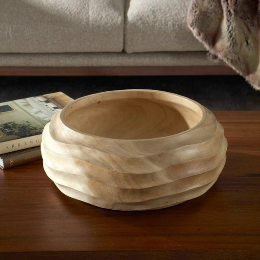 Waveform Bleached Bowl by Uttermost in natural. Made from suar wood in a modern style.