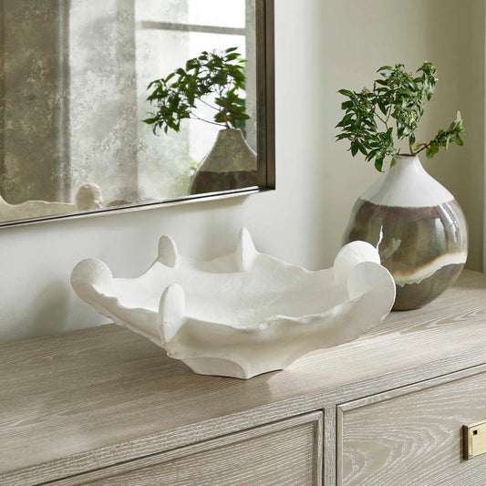 Coral Mirage Outdoor Bowl by Uttermost in white. Made from earthenware in a modern style.
