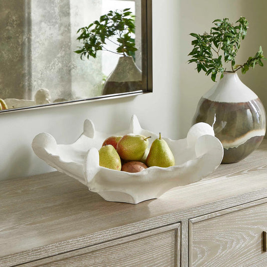 Coral Mirage Outdoor Bowl by Uttermost in white. Made from earthenware in a modern style.