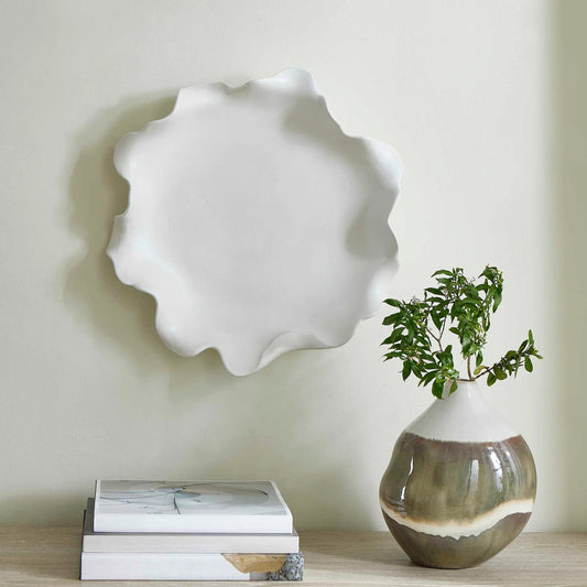 Wave Crest Outdoor Bowl by Uttermost in white. Made from earthenware in a modern style.
