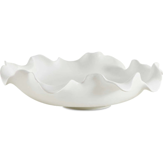 Wave Crest Outdoor Bowl by Uttermost in white. Made from earthenware in a modern style.
