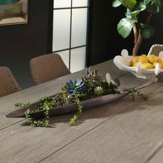 Leaflet Outdoor Bowl by Uttermost in dark nickel. Made from cast aluminium in a cottage & farmhouse style.