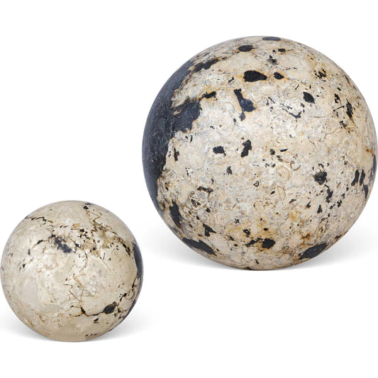 001 SI-2526155 | Primary Silo | Nouveau Indoor-Outdoor Spheres by Uttermost in black, white and black. Made from coral stone, black resin in a unique style.