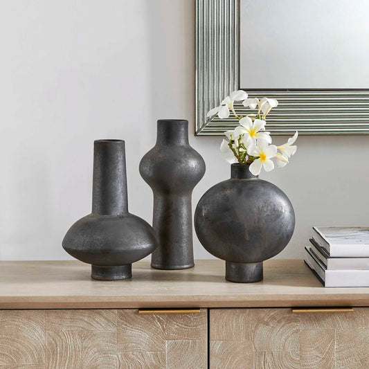 Bloom Indoor-Outdoor Vases by Uttermost in black, gray. Made from ceramic in a unique style.