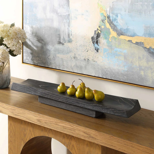 Ciaran Indoor-Outdoor Tray by Uttermost in black. Made from resin in a unique style.
