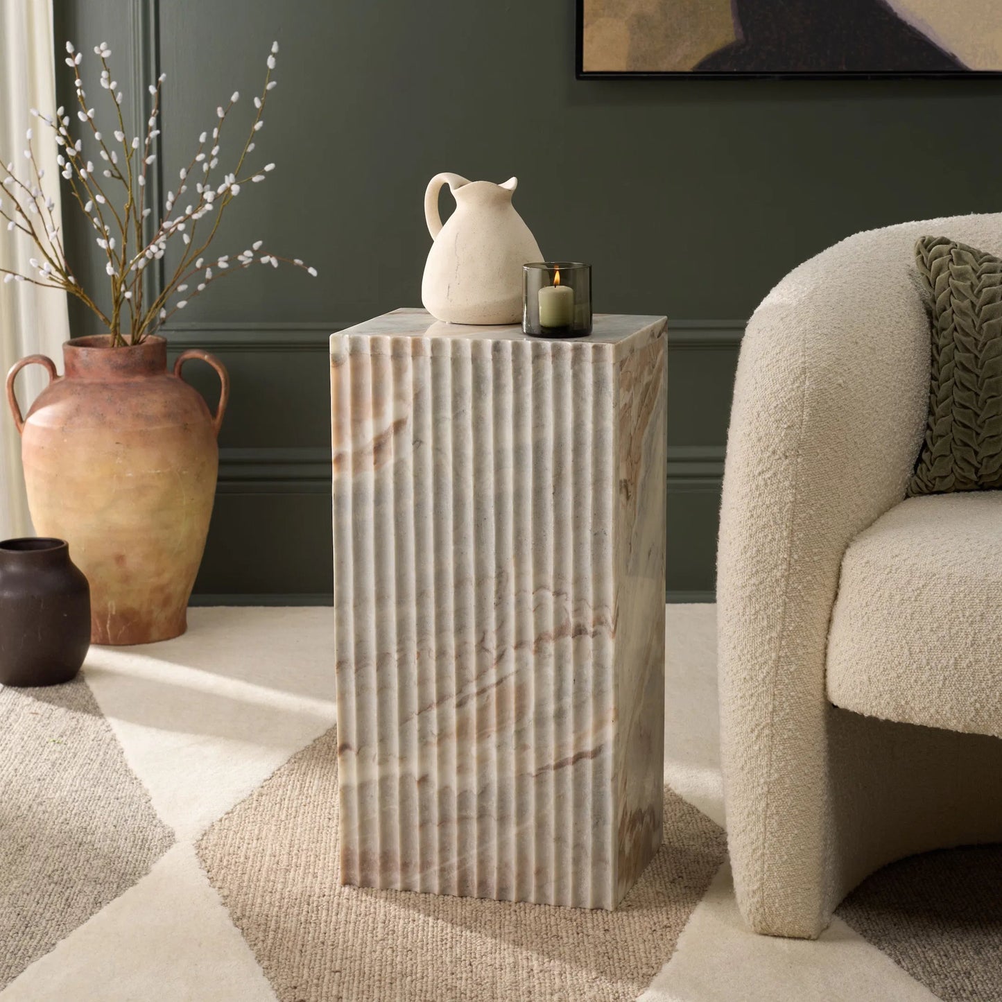 011 SI-2453725 | Lifestyle | Alexandria Side Table by HedgeApple Essentials in brown, gray. Made from marble in a modern style.