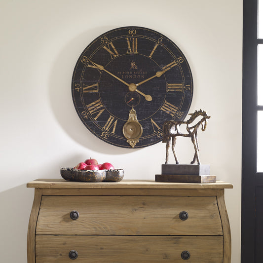 Bond Street Wall Clock by Uttermost in black. Made from unique in a traditional style.