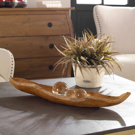 Teak Leaf Bowl by Uttermost in teak. Made from teak wood in a rustic style.