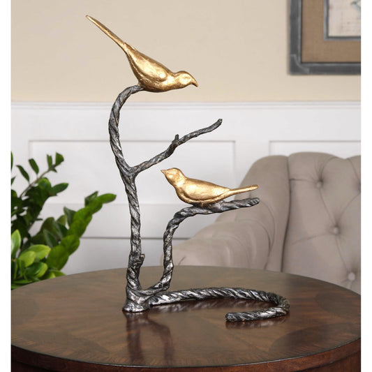 Birds on a Limb Sculpture by Uttermost. Made from metal in a cottage & farmhouse style.