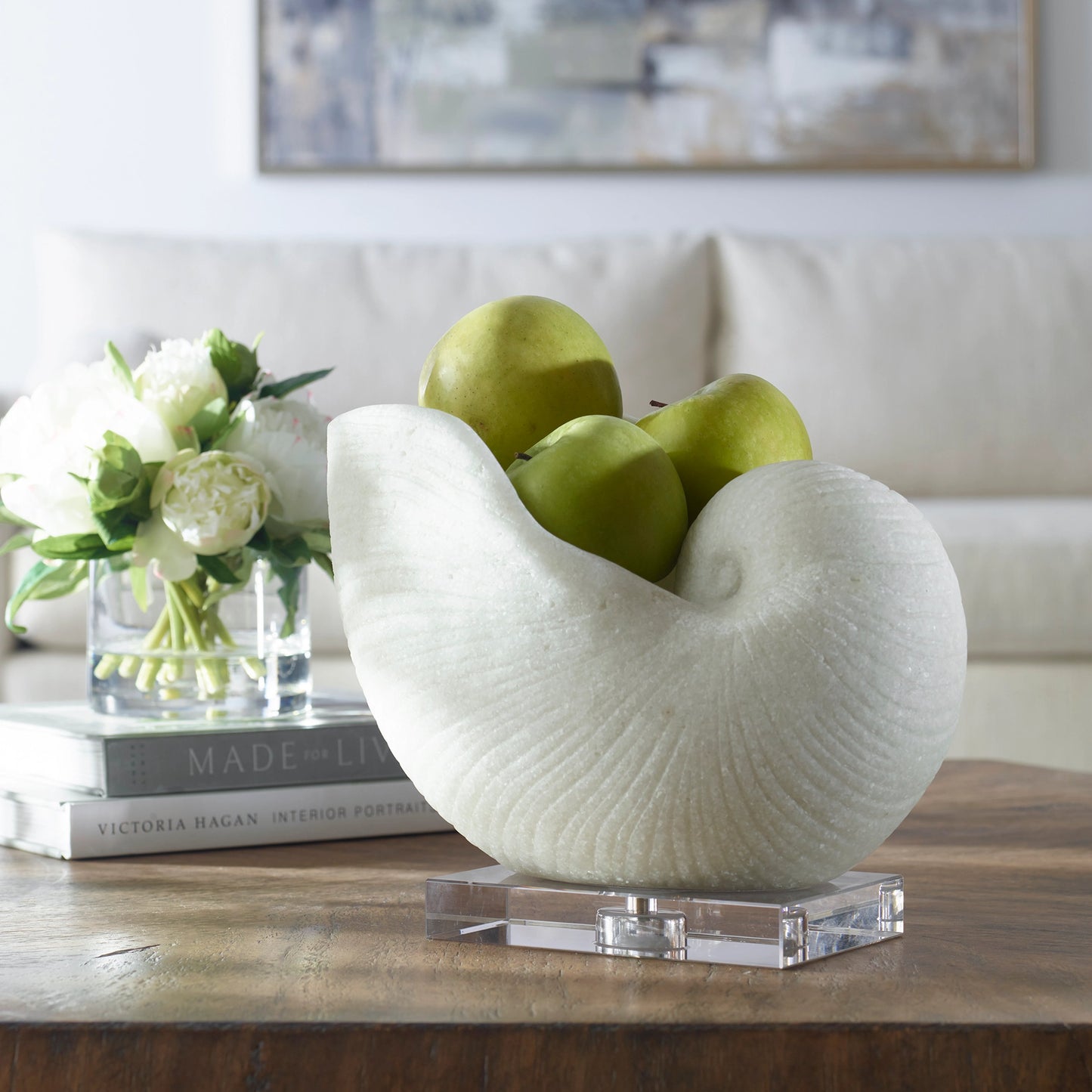 002 S-252306 | Lifestyle | Nautilus Shell Sculpture by Uttermost. Made from polyester, crystal in a coastal style.