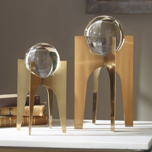 Ellianna Crystal Spheres (Set of 2) by Uttermost. Made from glass, stainless steel in a modern style.