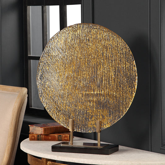 Layan Art Glass Charger by Uttermost in multi. Made from glass, marble, steel in a eclectic & global style.