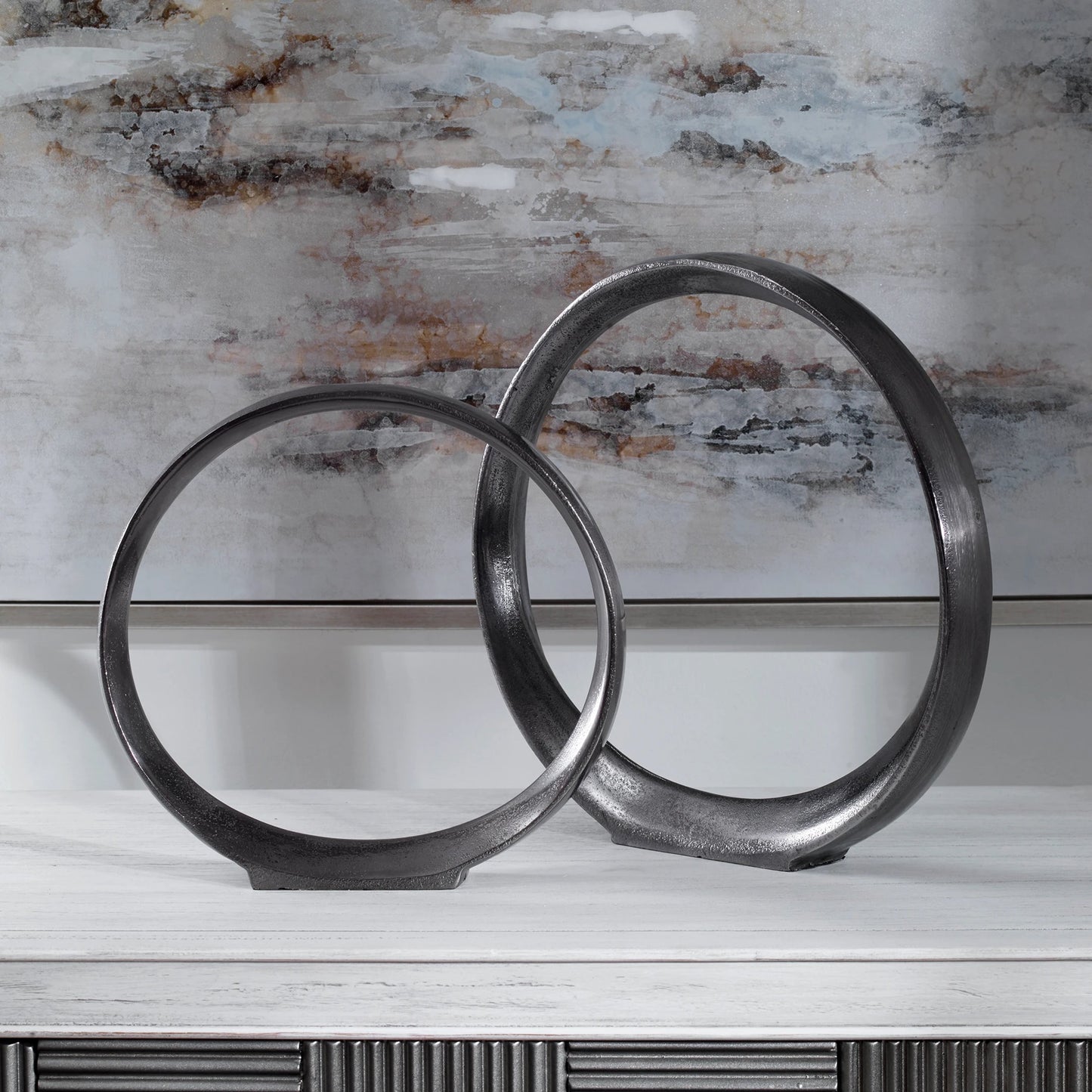 007 SR-897285 | Additional Silo | Orbits Ring Sculptures by Uttermost. Made from aluminum in a modern style.