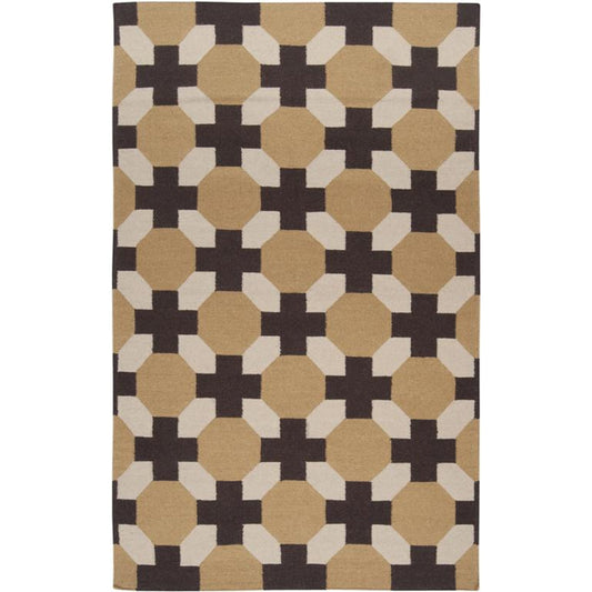 Archive Rug - 1157 by Surya in mustard, dark brown, light gray. Made from 100% wool in a unique style.