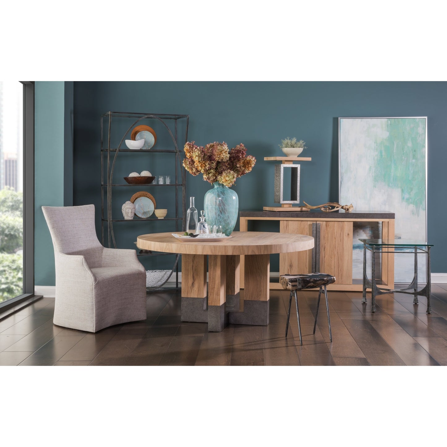 004 SI-1770643 | Lifestyle | Verite Spot Table by Artistica Home in natural, antiqued gun metal. Made from unique in a modern style.