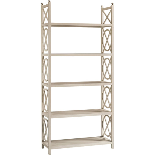 Orion Etagere by Jonathan Charles in london mist. Made from acacia in a transitional style.
