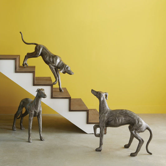 Walking Dog Sculpture by Phillips Collection in silver and aluminum. Made from metal in a eclectic & global style.