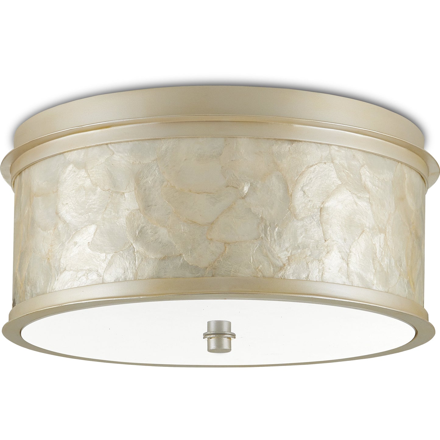 006 SI-1924051 | Additional Silo | Neith Flush Mount by Currey and Company in sea pearl, natural. Made from wrought iron, capiz shell, acrylic diffuser in a transitional style.