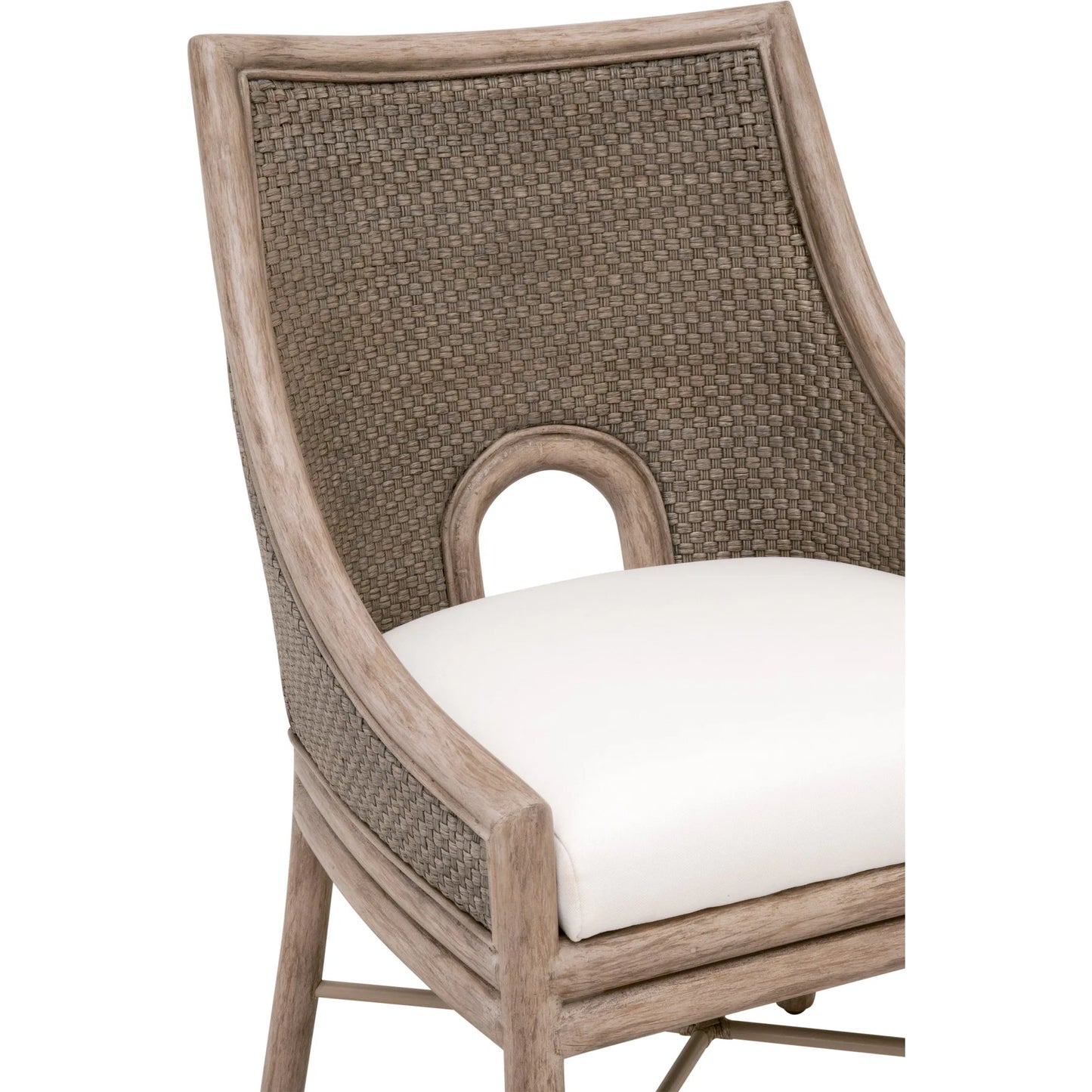 008 SI-2292616 | Closeup | Adamo Dining Chair (Set of 2) by Essentials For Living in french gray cabana loom, livesmart peyton, pearl, french gray mahogany. Made from solid mahogany wood, cabana loom, metal in a transitional style.